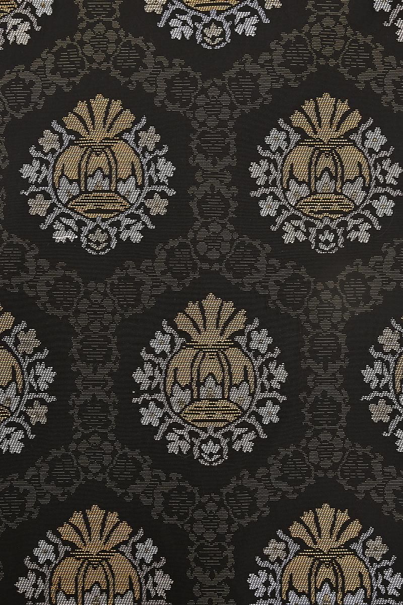 銀座【H-0823】西陣 帯屋捨松製 織名古屋帯 黒色 ザクロ花文（証紙付