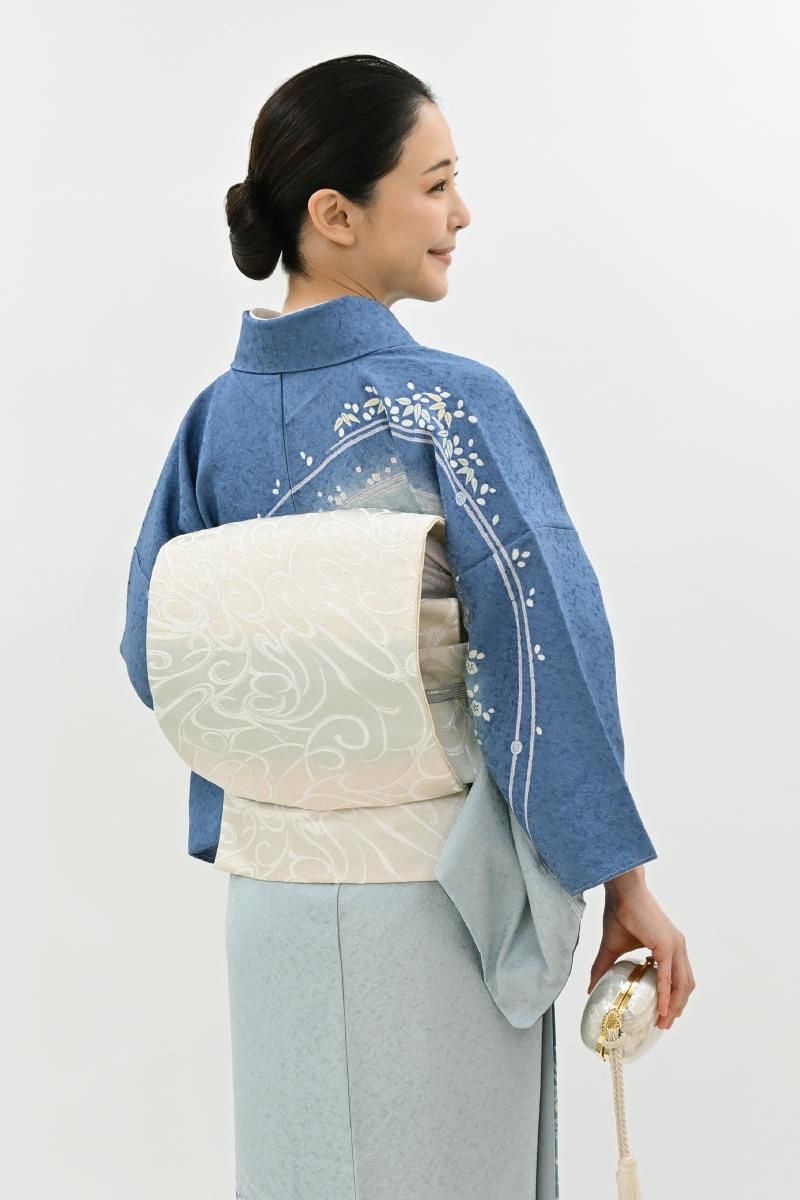 洒落袋帯　両面帯 リバーシブル-両面使用」 両面全通柄 振袖に最適 正絹 袋帯