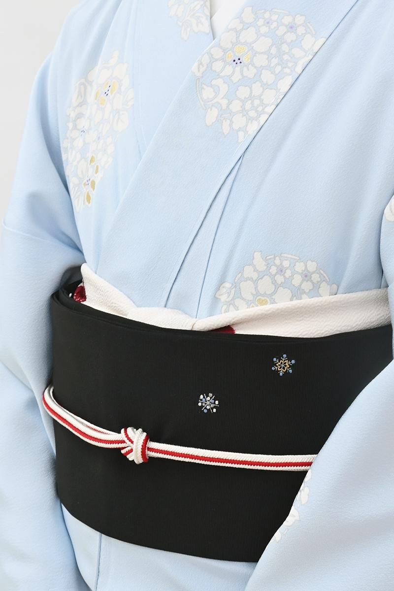 袖丈50裄丈68着丈162きもの～名古屋帯～帯締め～42 パンツ～カーディガン 受注生産】名古屋帯｜満月に線波｜成謙｜九寸｜