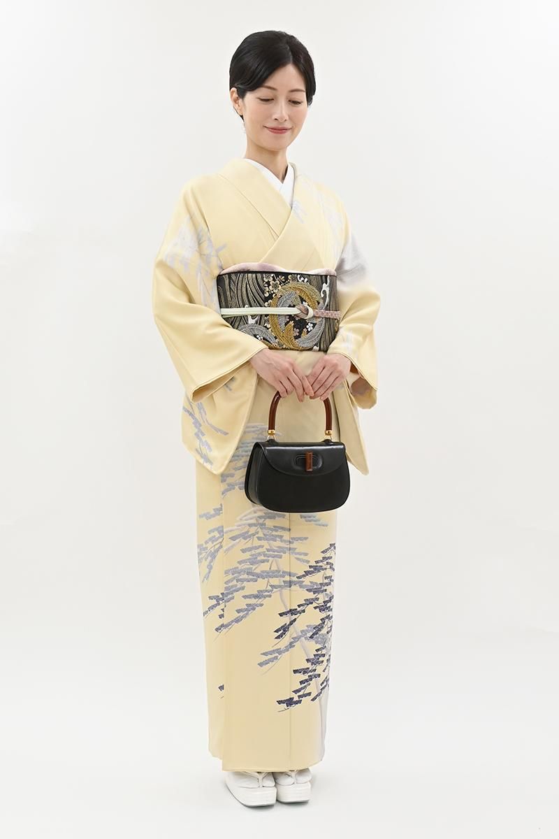 銀座【B-4298】日本工芸会正会員 吉田喜八郎作 訪問着 蒸栗色 松の図