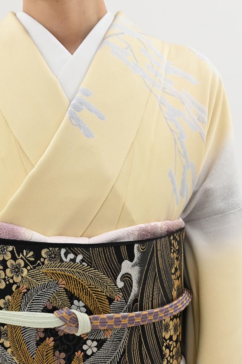 銀座【B-4298】日本工芸会正会員 吉田喜八郎作 訪問着 蒸栗色 松の図