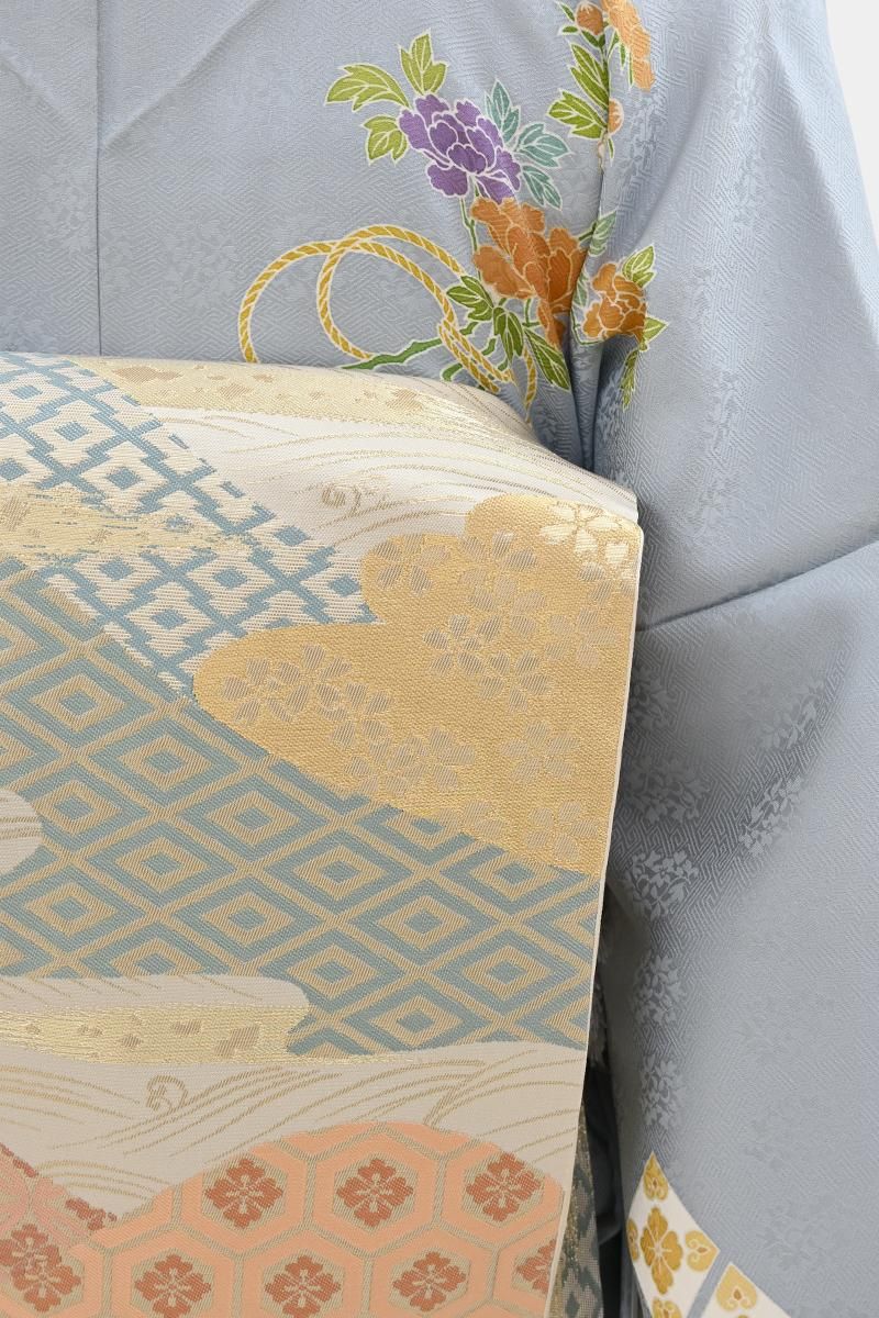 ♦︎くすみ水色♦︎金銀彩加工♦︎豪華刺繍♦︎牡丹紋♦︎成人式♦︎フルオーダー　新品新作 ♦︎くすみ水色♦︎金銀彩加工♦︎豪華刺繍♦︎牡丹紋♦︎成人式