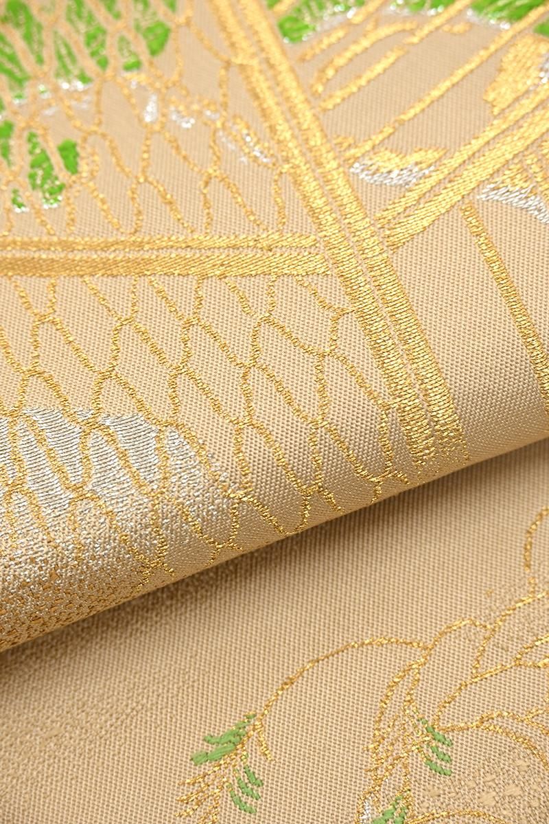 銀座【帯5826】龍村平蔵製 本袋帯 丁子色 銘「蒔絵初音錦」 - 銀座