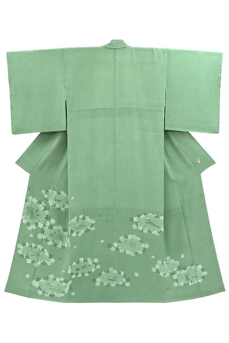 銀座【着物4659】人間国宝 小宮康孝作 江戸小紋 裾模様（落款入 反端付