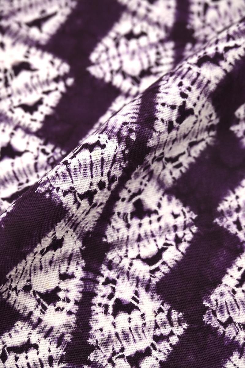 銀座【着物4660】草紫堂製 南部絞紫根染 木綿地 着物 :身丈161/裄67.5