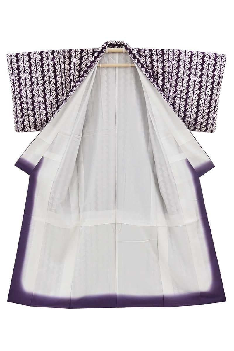 銀座【着物4660】草紫堂製 南部絞紫根染 木綿地 着物 :身丈161/裄67.5