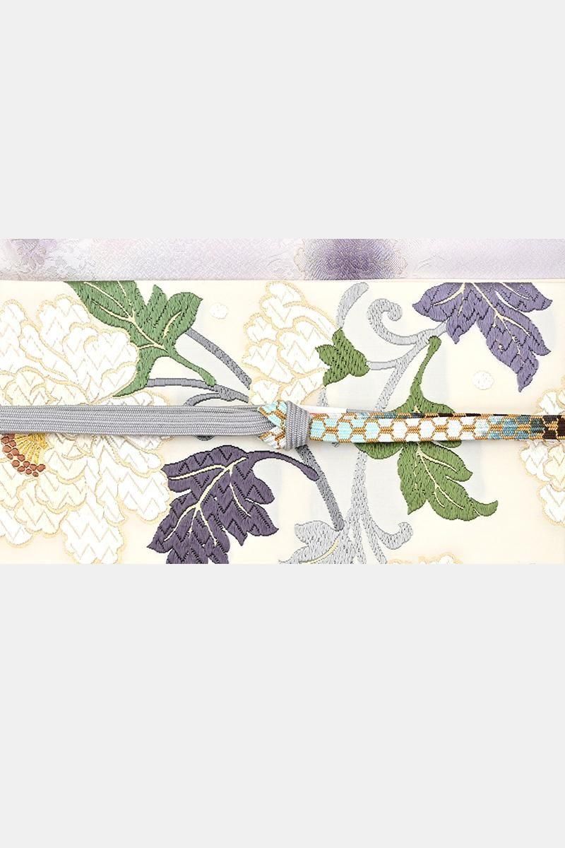 銀座【帯5827】西陣 織文意匠鈴木製 袋帯 唐綾錦「大牡丹唐花文様