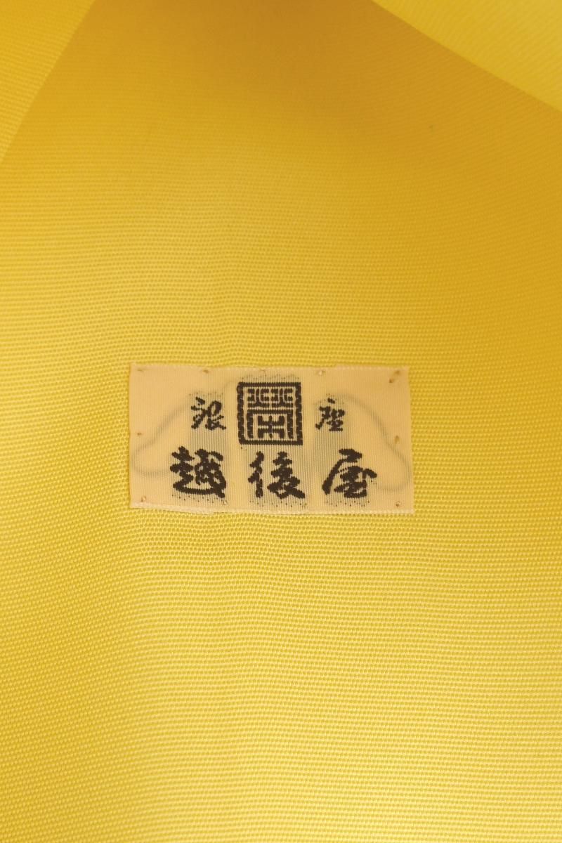 銀座【H-0842】塩瀬地 染名古屋帯 淡い黄色 橘文（銀座越後屋扱い・長