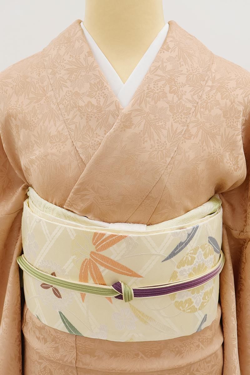 たかびっち　アンティーク　重厚　丸帯　孔雀　牡丹　松竹梅　正絹　引き抜き帯 最 安値ファッション - たかびっち様専用 アンティーク 重厚 丸帯 孔雀