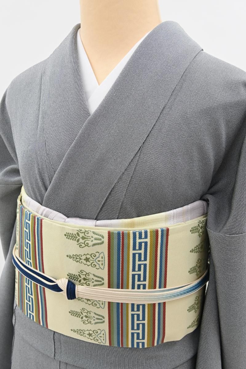 銀座【C-3342】伝統工芸士 久保伊智郎作 繍一ッ紋 江戸小紋 墨色 万筋