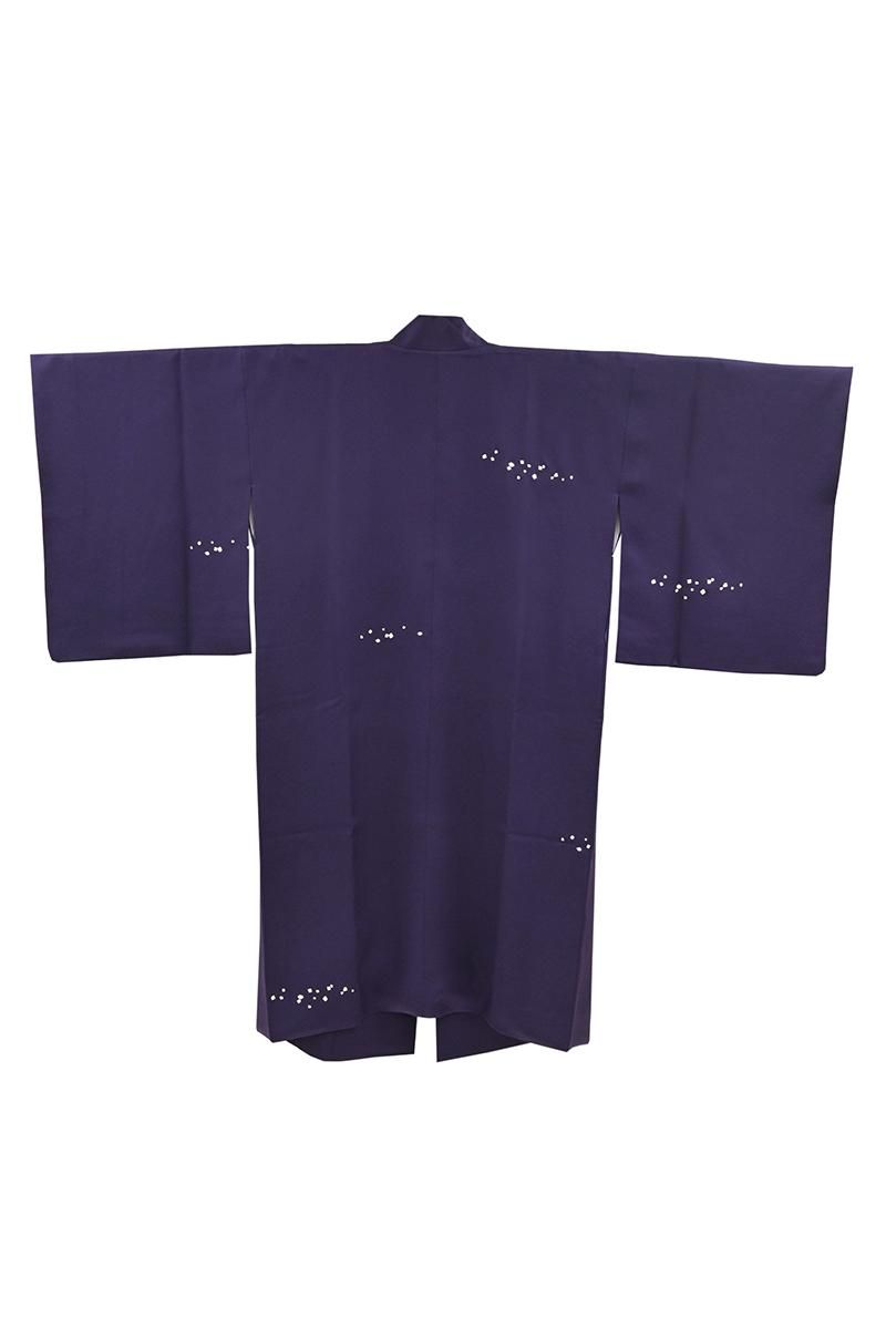 銀座【E-2355】道中着 深紫色 切泊散らし :身丈105/裄67 - 銀座きもの