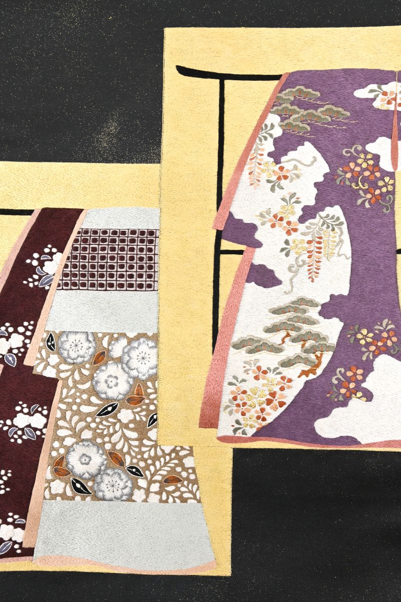 銀座【L-8559】刺繍 袋帯 黒色 誰が袖文 - 銀座きもの青木｜長く大切に
