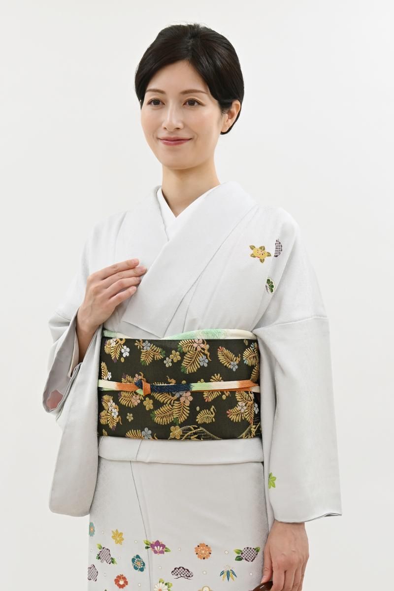 銀座【L-8561】西陣 白寿苑製 袋帯 黒色 松竹梅文（証紙付） - 銀座