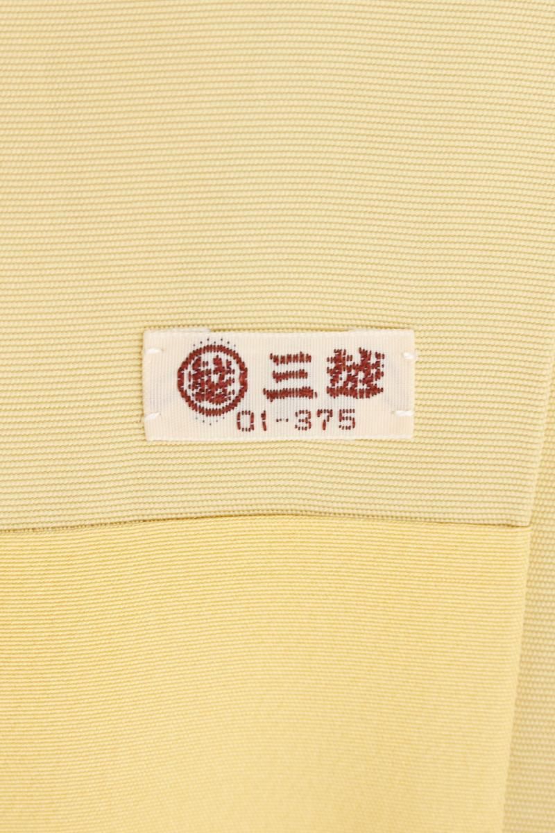 銀座【H-0866】塩瀬地 開き染名古屋帯 玉蜀黍色 唐花文（三越扱い