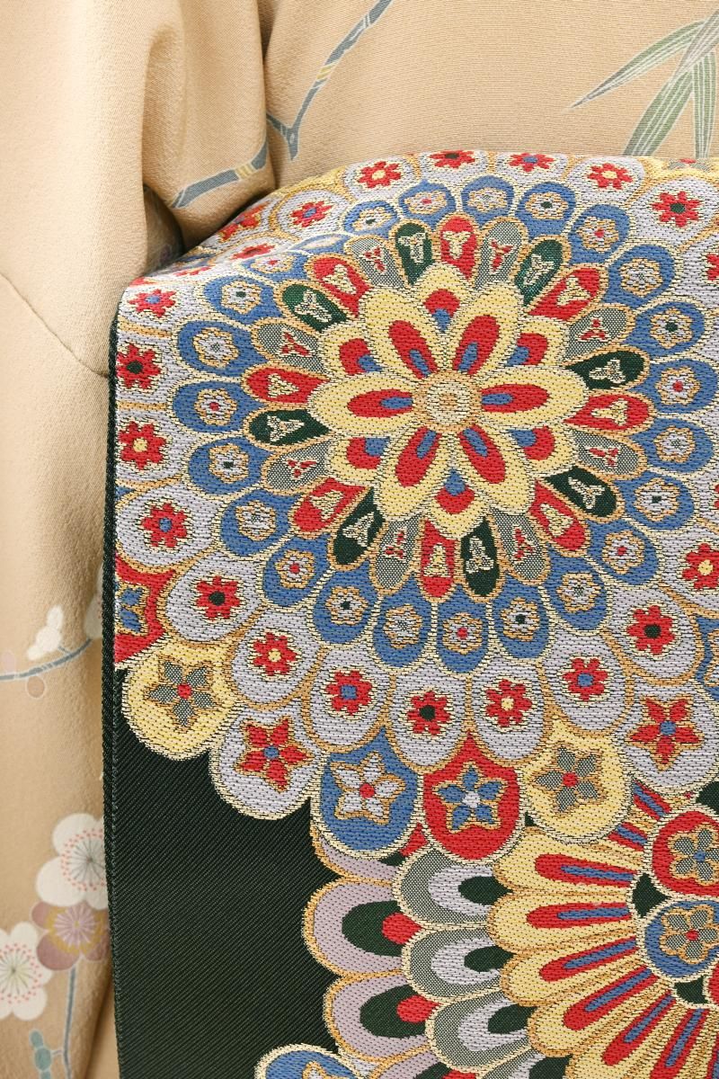 西陣 本袋帯　(皇貴浜茄子文　山藍染　北出工芸　大嘗祭謹製落款) 西陣 本袋帯 (皇貴浜茄子文 山藍染 北出工芸 大嘗祭謹製落款) - メルカリ