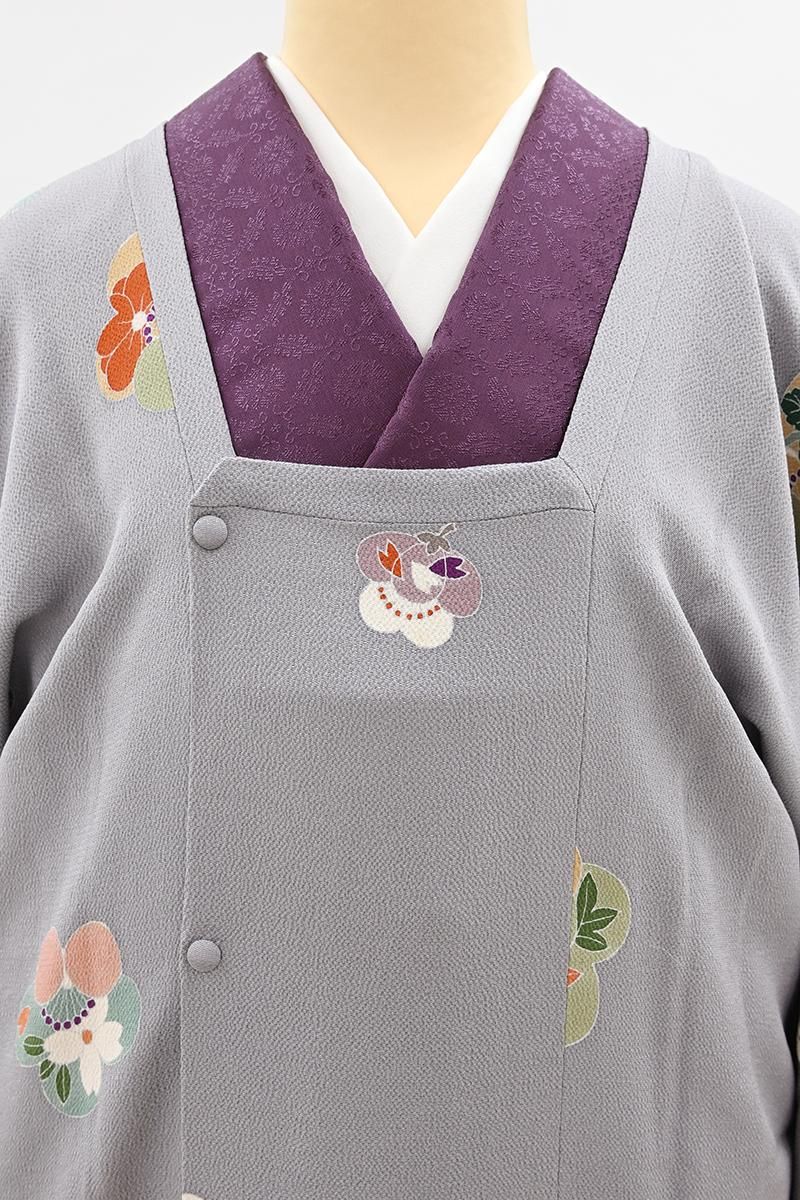 【あずき】未使用 しつけ糸付 皇室献上 正絹色無地 パープル系薄グレー あずき】未使用 しつけ糸付 皇室献上 正絹色無地 パープル系薄グレー