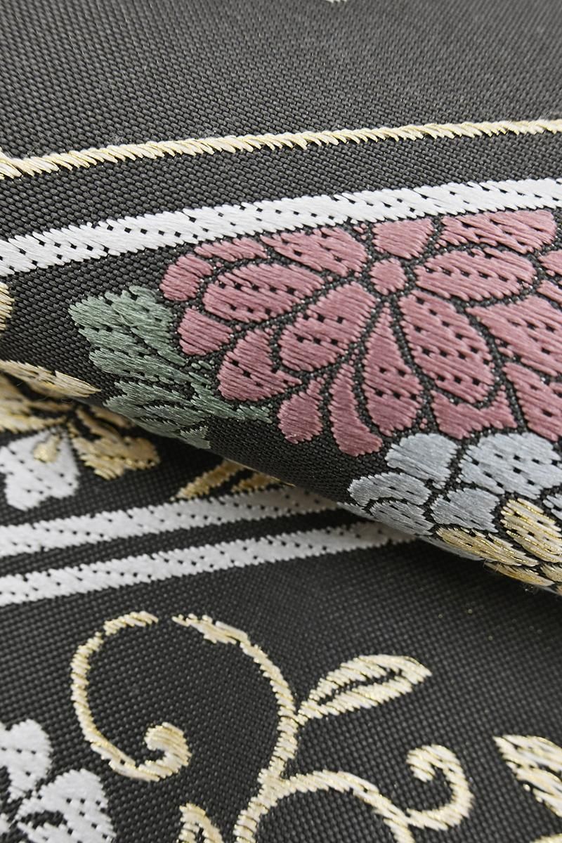 美品 江戸中期◆内側桐生織金襴 外側ビロード地 銀製『片喰紋』大名財布/どんぶり 美品 江戸中期◇内側桐生織金襴 外側ビロード地 銀製『片喰紋』大名