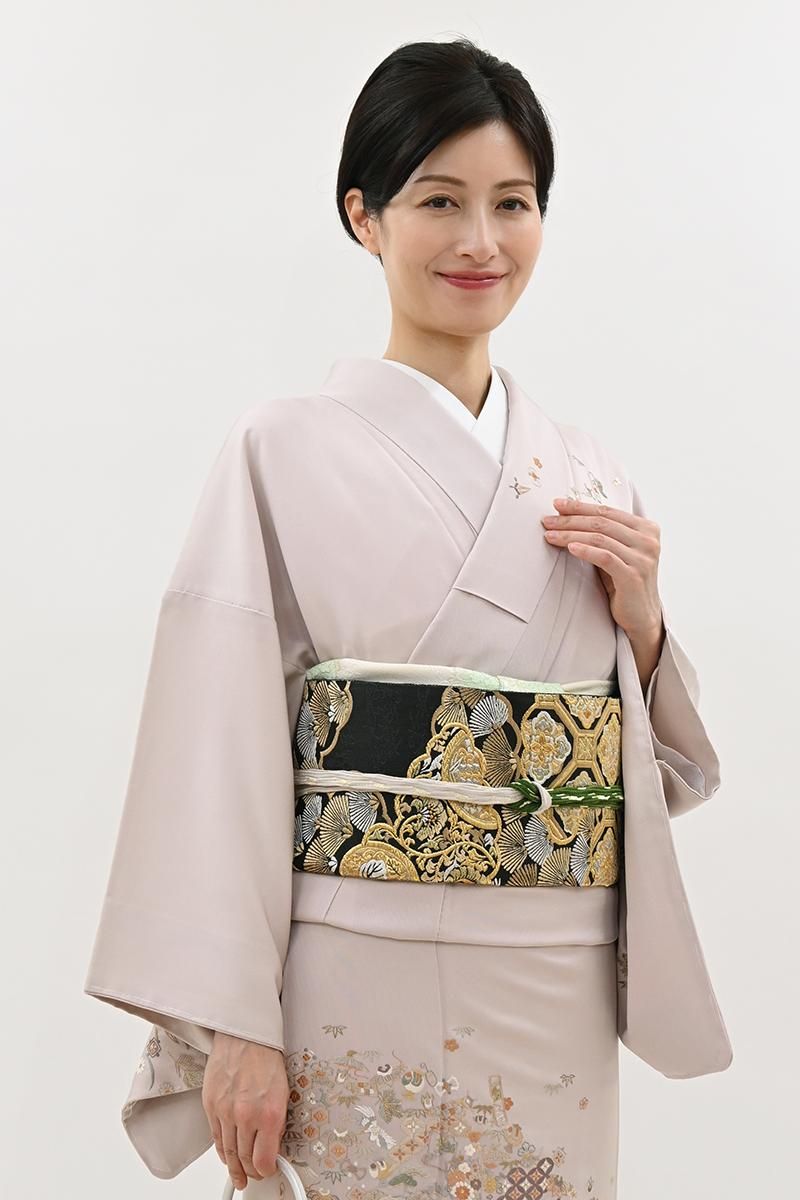 銀座【L-8557】西陣 服部織物製 袋帯 墨色 吉祥文（落款入） - 銀座