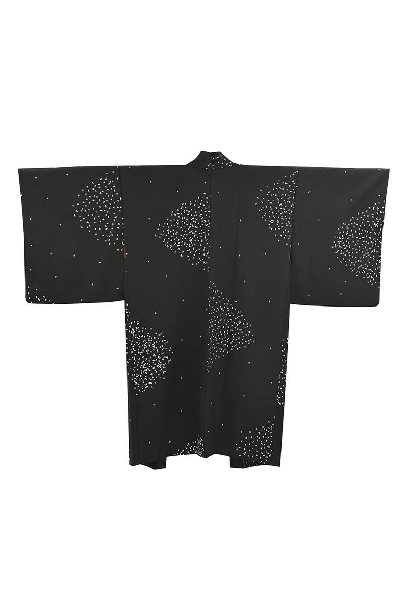 銀座【E-2363】羽織 黒色 抽象文 :身丈97.5/裄66 - 銀座きもの青木