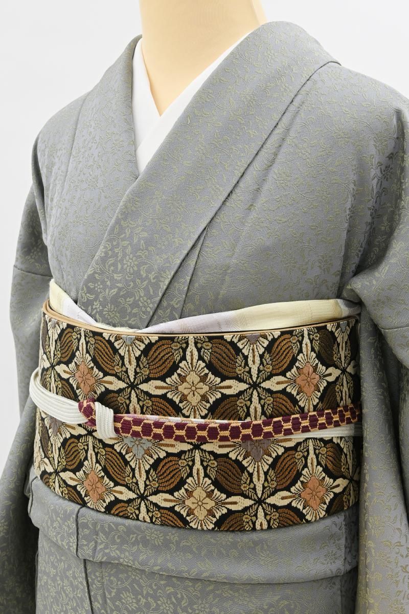 袋帯　色紙重ね　金彩　黒地　凹凸　着物　045a d 袋帯 色紙重ね 金彩 黒地 凹凸 着物 045a dの通販 by TSUMUGI re