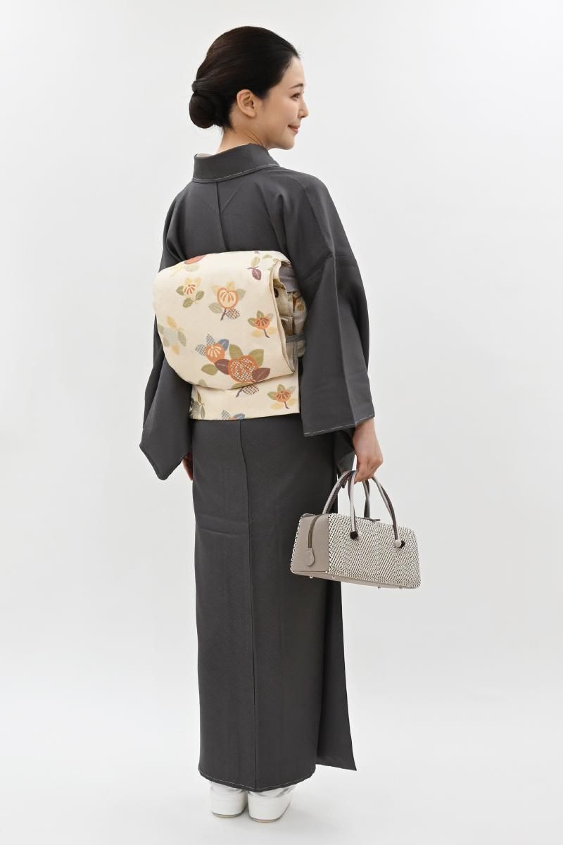 千總　反物　ぼかし　小紋　墨色　百貨店購入 銀座【C-3343】色無地 紅消鼠色 菱の地紋（反端付）（N） :身丈160.5