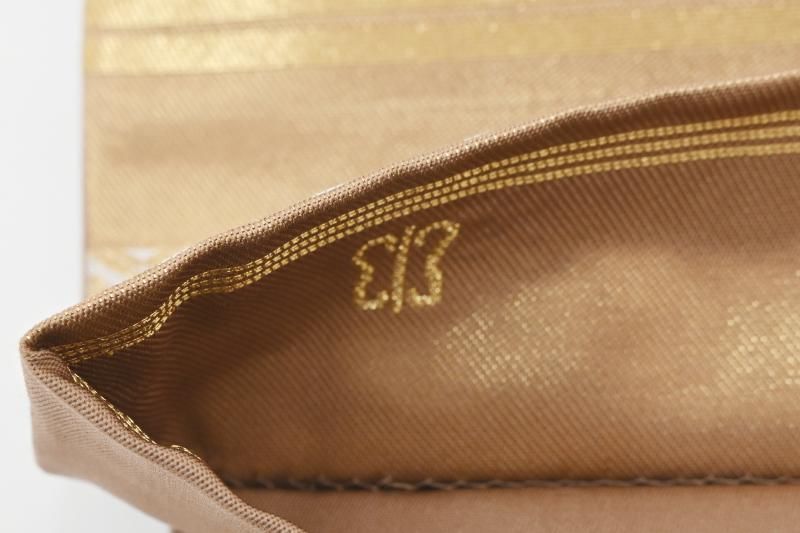 銀座【L-8575】西陣 川島織物製 本袋帯 光悦茶色 冊子文（落款入・三越