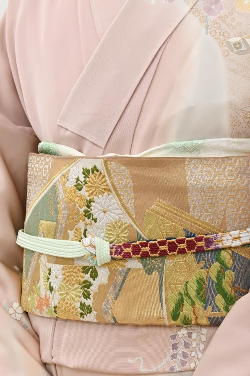銀座【L-8575】西陣 川島織物製 本袋帯 光悦茶色 冊子文（落款入・三越