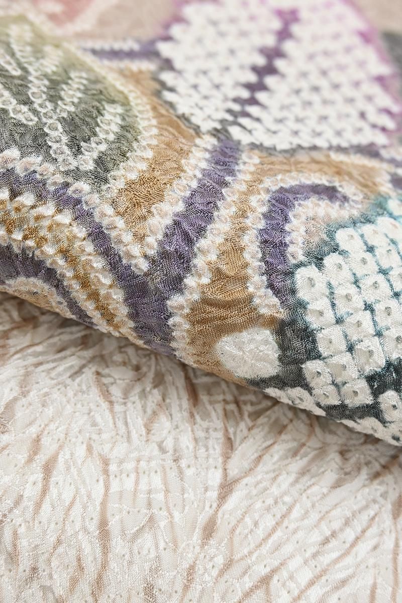 銀座【H-0876】藤娘 きぬたや製 絞り染め 開き名古屋帯 嵯峨鼠色 唐草