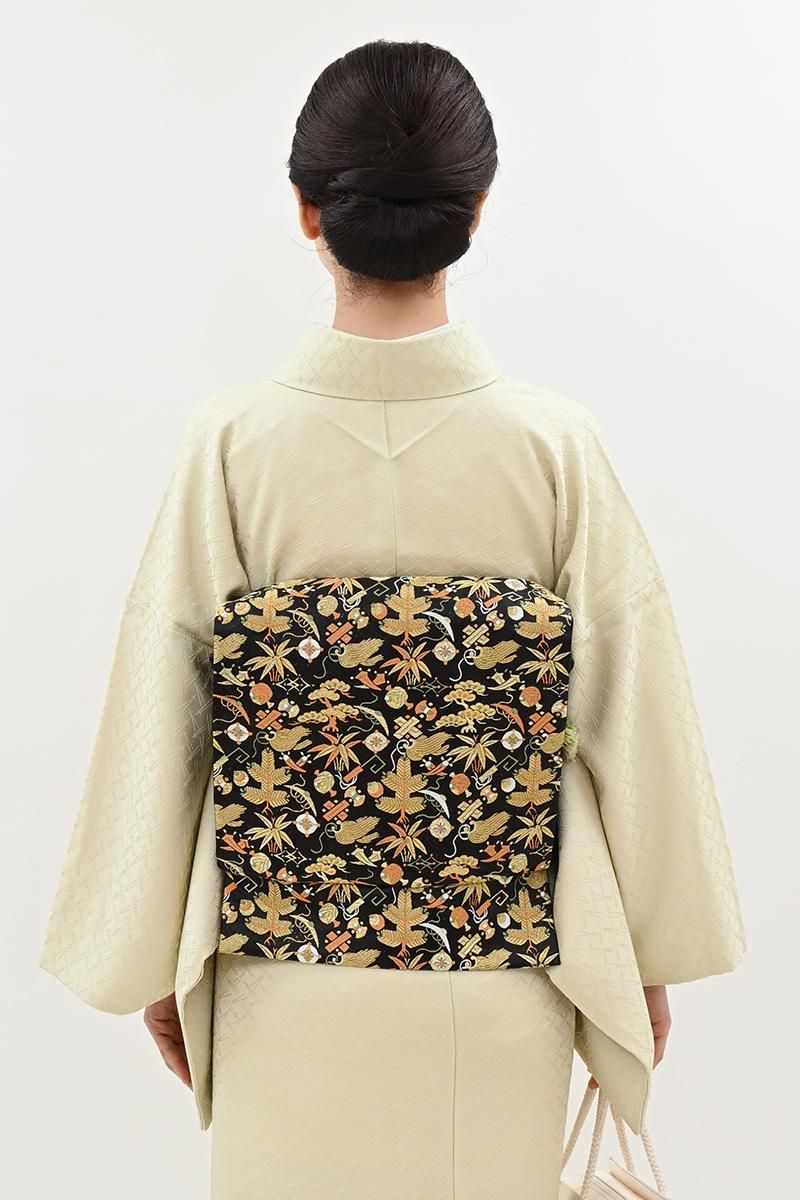 銀座【L-8577】袋帯 蝋色 宝尽くし文（ゑり善扱い） - 銀座きもの青木