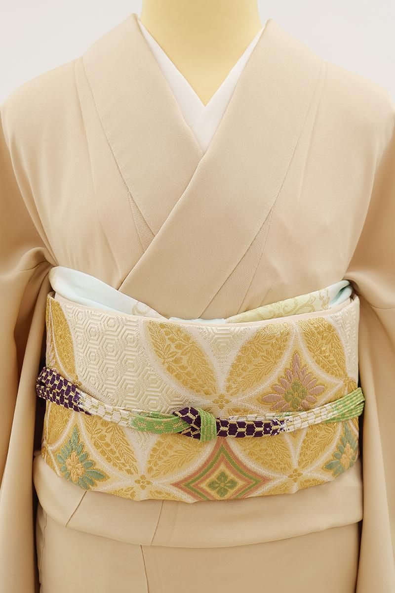 銀座【L-8588】袋帯 象牙色 七宝繋ぎ文 - 銀座きもの青木｜長く大切に