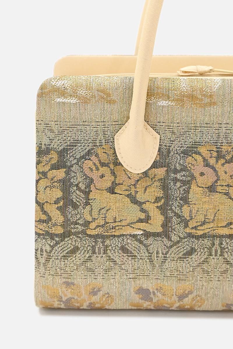 銀座【G-3403】利休バッグ 麹色 花兎文 - 銀座きもの青木｜長く大切に