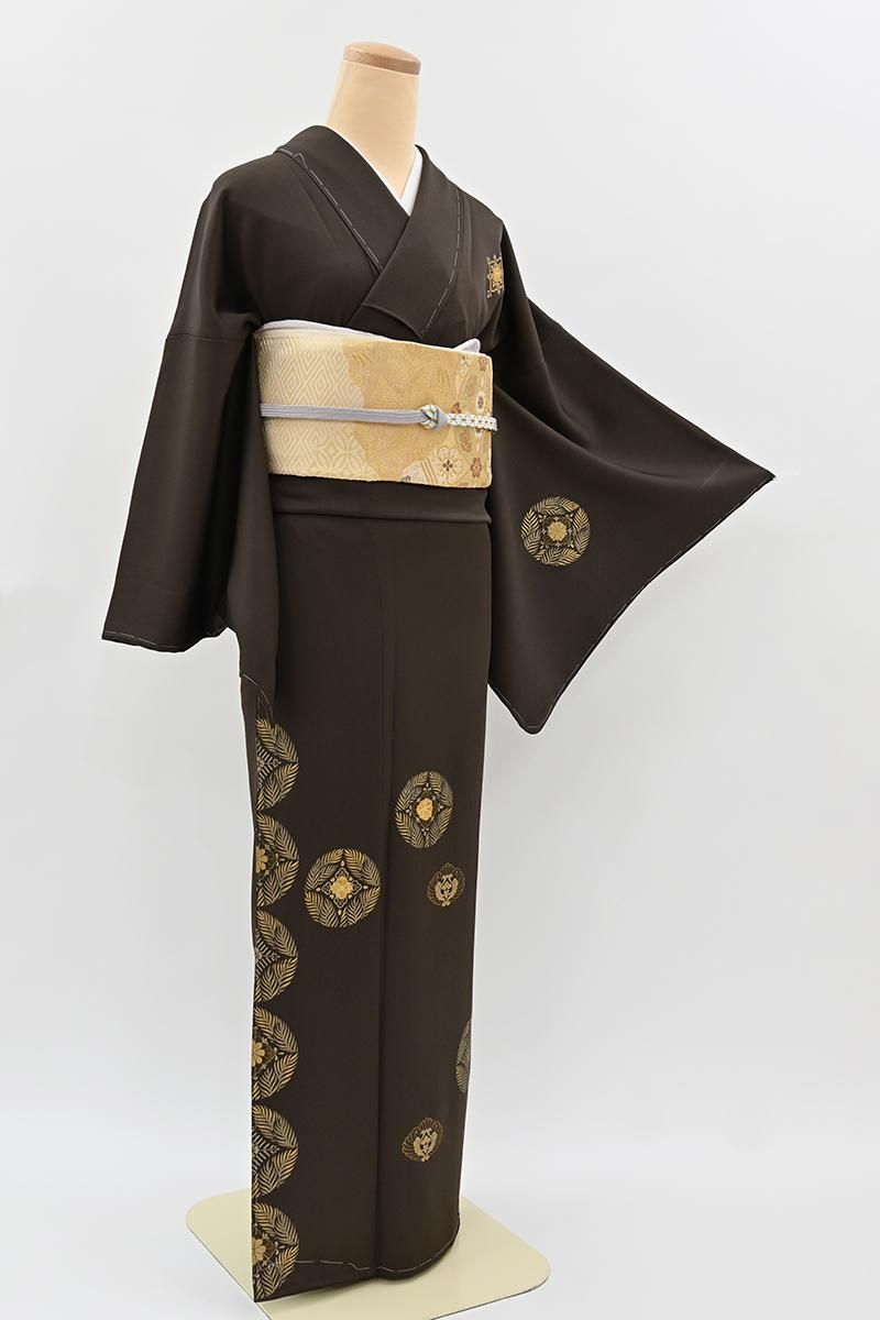 銀座【B-4363】繍一ッ紋 付下げ 憲法染色 七宝植物文:身丈157.5/裄68