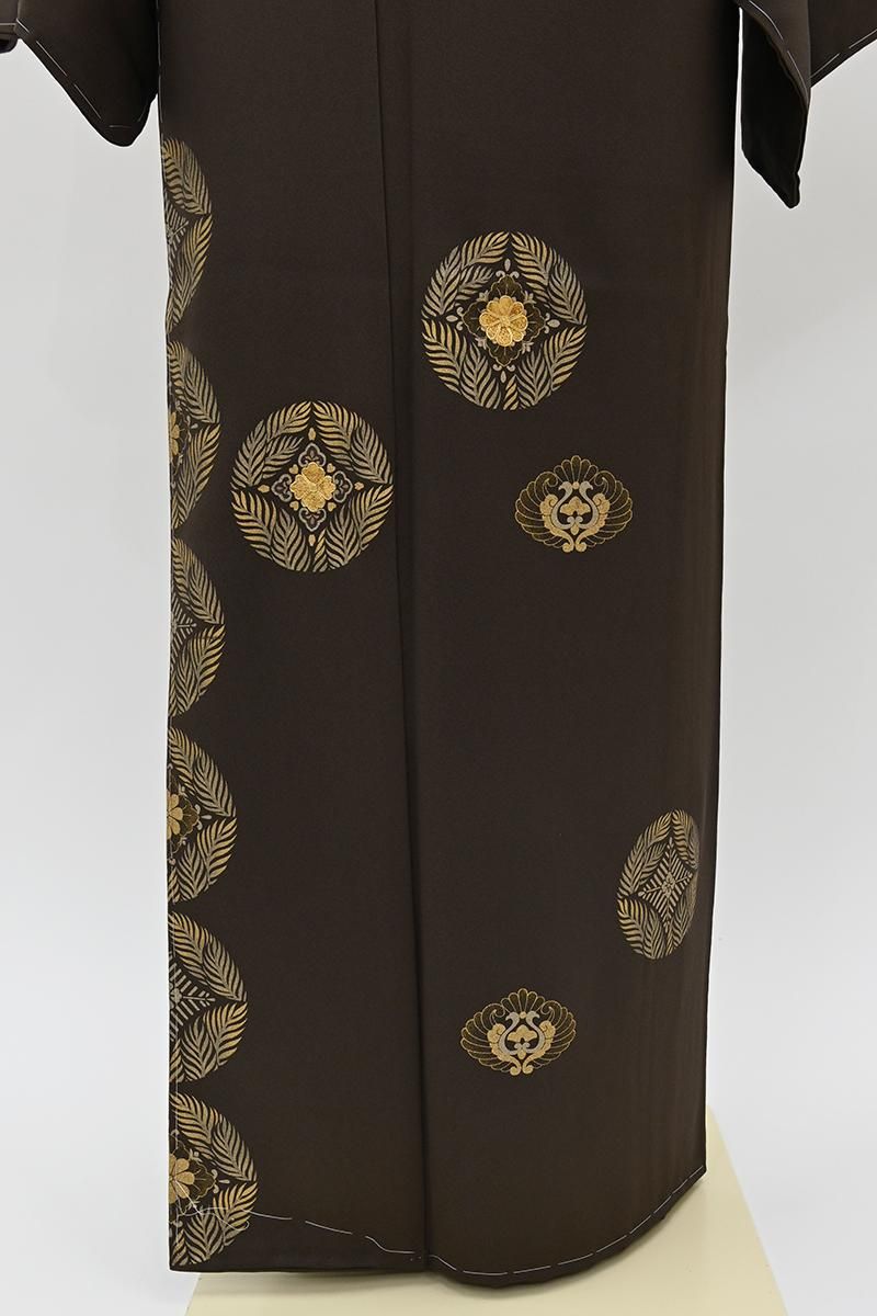 銀座【B-4363】繍一ッ紋 付下げ 憲法染色 七宝植物文:身丈157.5/裄68