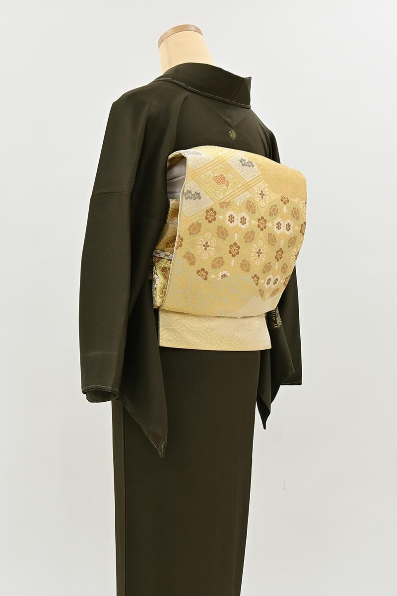 銀座【L-8595】西陣 川島織物製 本袋帯 金色 渡来金華文（証紙付・落款