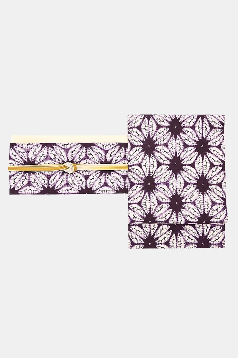 銀座【帯5844】草紫堂製 南部絞紫根染 木綿地 名古屋帯 - 銀座きもの