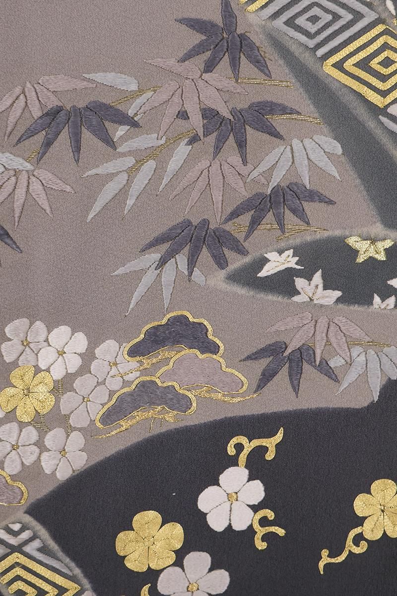 銀座【着物4669】繍一ツ紋 刺繍訪問着 吉祥文：身丈156/裄66 - 銀座