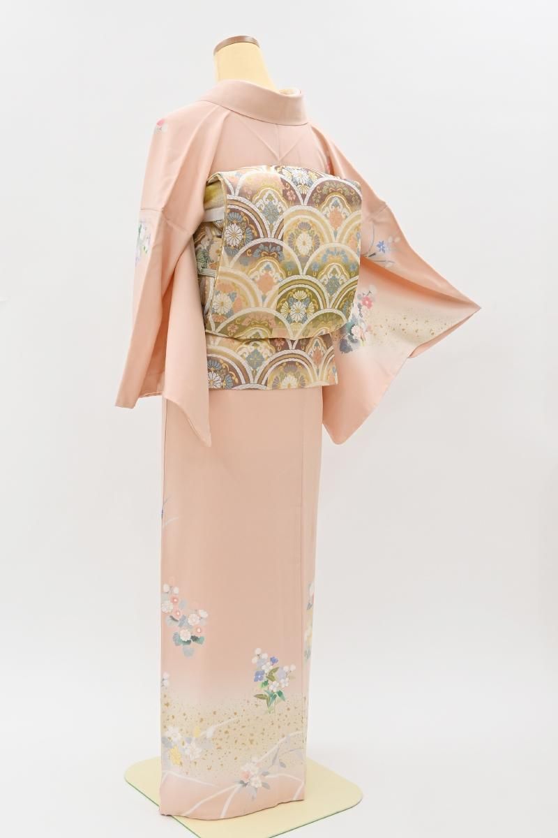 銀座【B-4367】訪問着 ピンク 四季花文:身丈158.5/裄65.5 - 銀座きもの