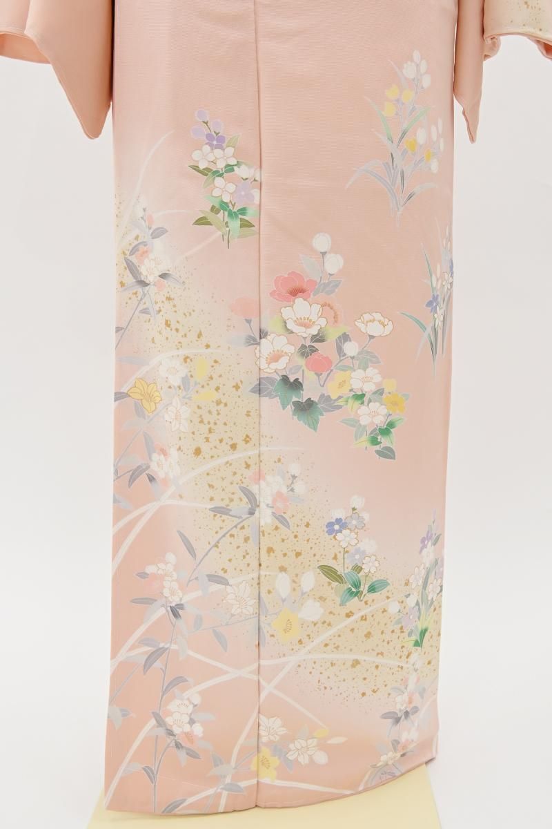 銀座【B-4367】訪問着 ピンク 四季花文:身丈158.5/裄65.5 - 銀座きもの