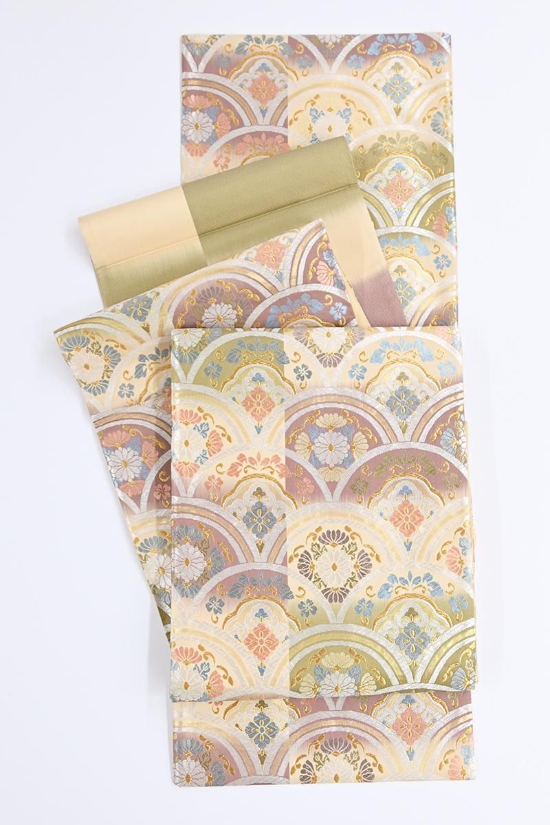 銀座【L-8604】袋帯 多彩な変わり段暈しに青海波華文 - 銀座きもの青木