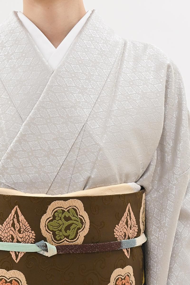 aoi正絹小紋 あおき【C-3419】江戸小紋 淡い紅掛空色 鮫文（反端付）（N）:身丈165