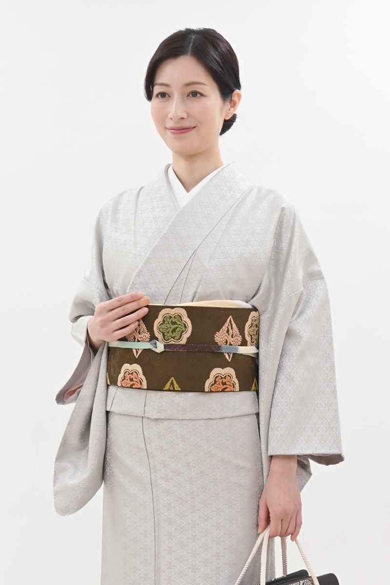 銀座【H-0885】織名古屋帯 吉岡染色 木瓜や向かい鶴文 - 銀座きもの