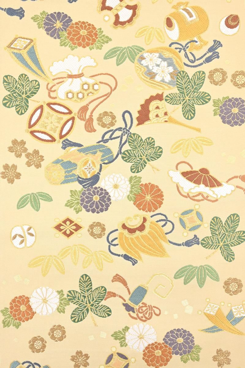 袋帯 西陣 川島織物 人物 風景柄 花模様 松竹梅 象牙色 O-5101 銀座【帯5862】西陣 川島織物製 本袋帯 - 銀座きもの青木｜長く大切に