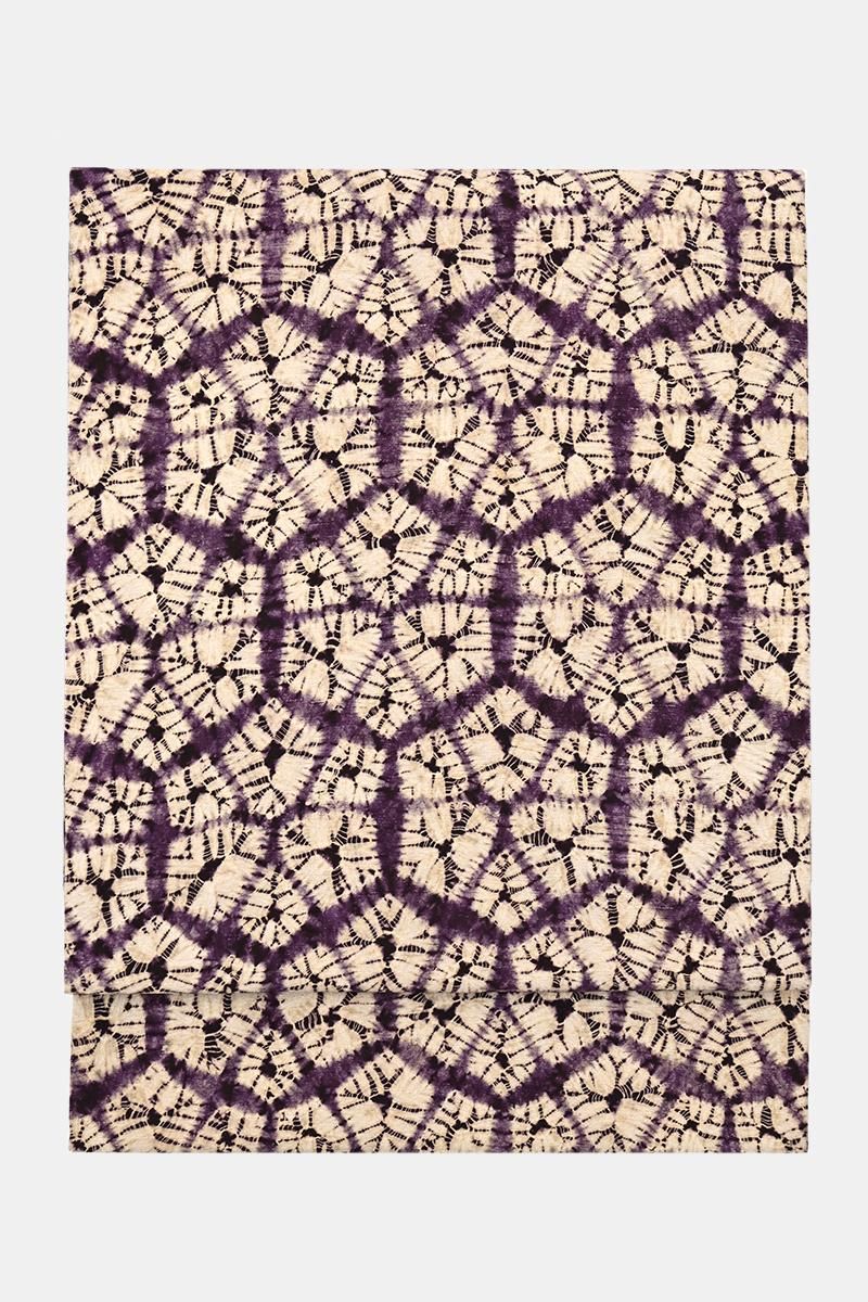 銀座【帯5863】草紫堂製 南部絞 紫根染 名古屋帯 - 銀座きもの青木