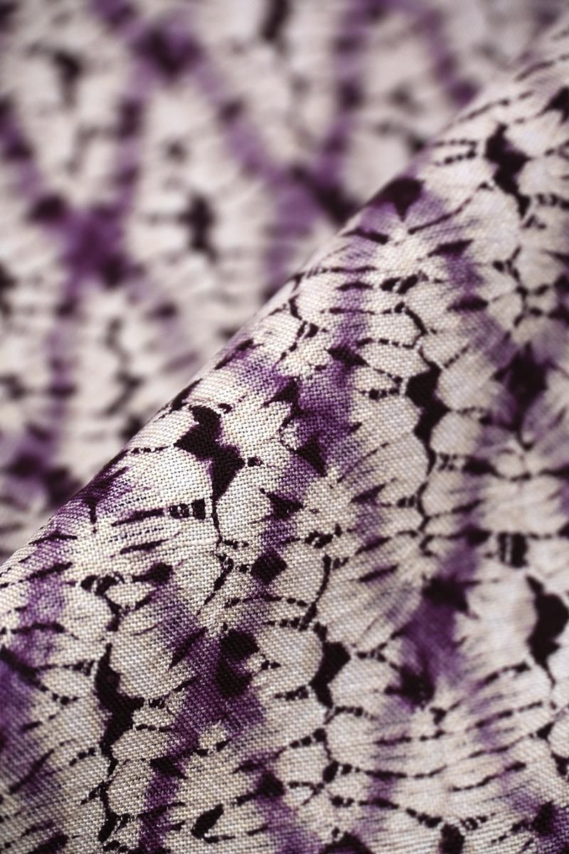 銀座【着物4683】草紫堂製 南部絞紫根染 着物 :身丈158/裄66.5 - 銀座