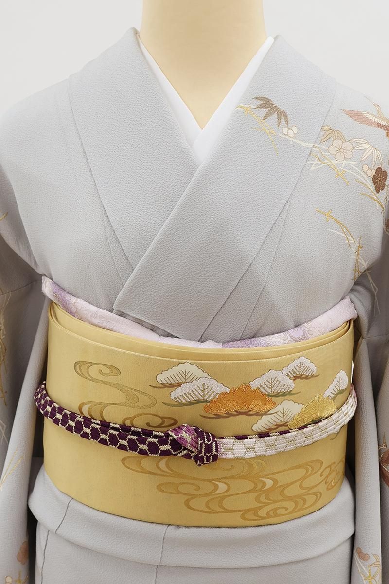 銀座【L-8618】袋帯 金色 流水に松の図 - 銀座きもの青木｜長く大切に