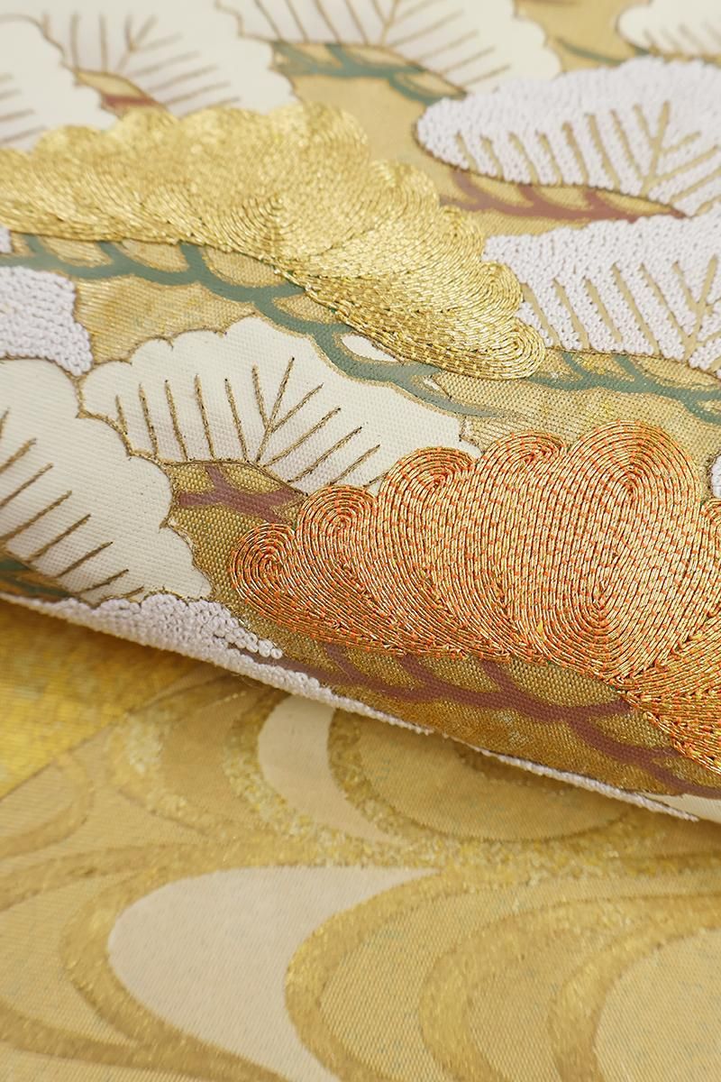 銀座【L-8618】袋帯 金色 流水に松の図 - 銀座きもの青木｜長く大切に