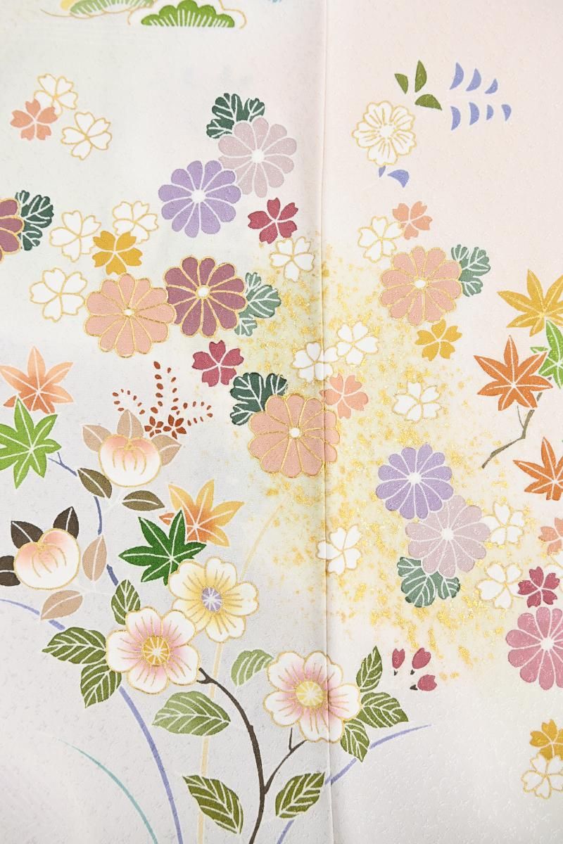 銀座【B-4373】訪問着 淡い乙女色 四季花文（ますいわ屋扱い） :身丈