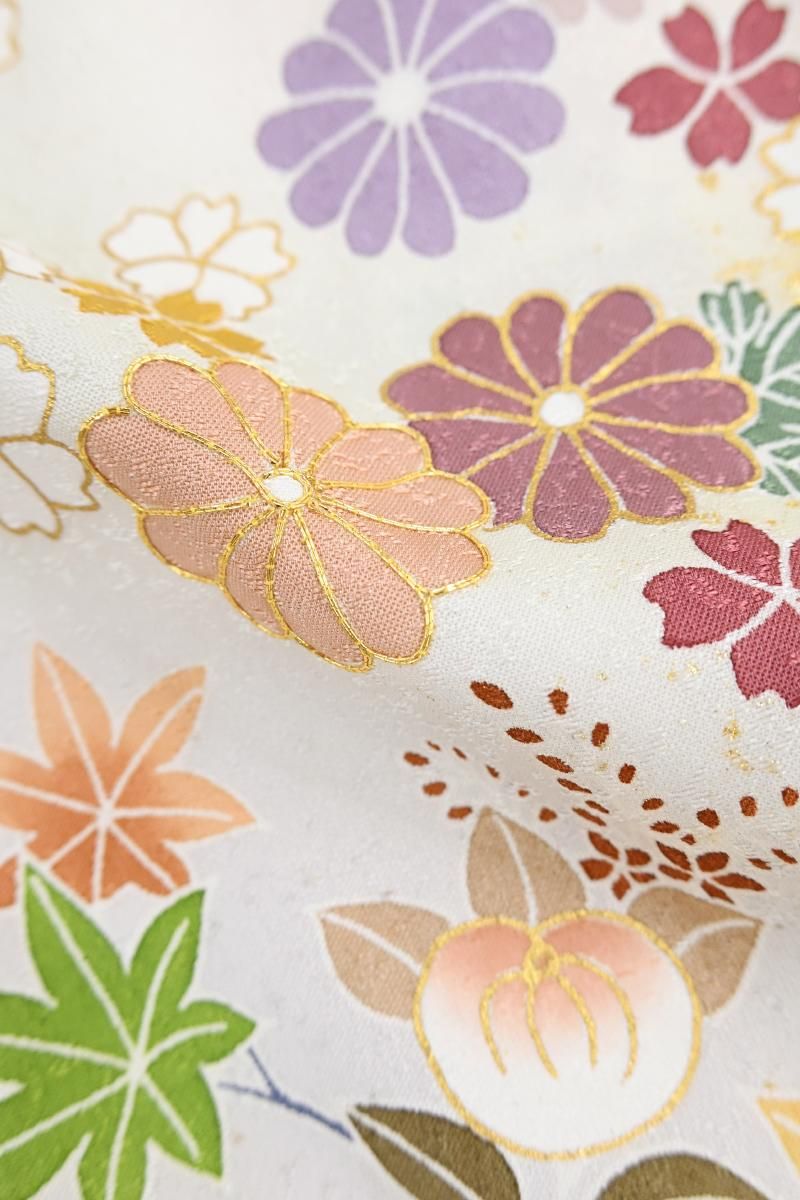 銀座【B-4373】訪問着 淡い乙女色 四季花文（ますいわ屋扱い） :身丈