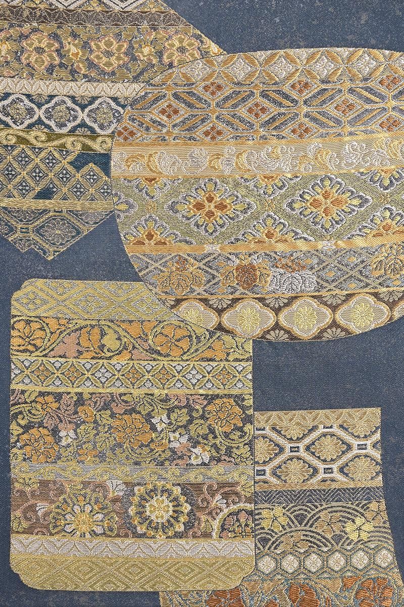 銀座【L-8622】西陣 川島織物製 本袋帯 熨斗目花色 幾何文取りに有職文