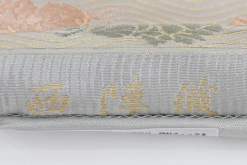 銀座【L-8624】西陣 陰山織物製 箔屋清兵衛 袋帯 蕎麦切色 荒磯文